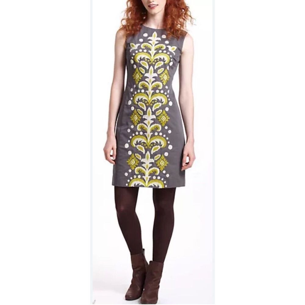 Anthropologie Embroidered Fountain Shift dress by Tabitha RARE 4